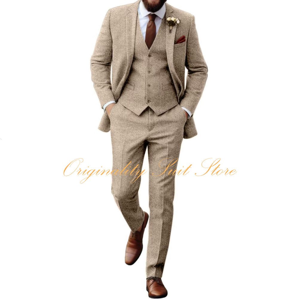 Retro Gaming Jacket - Retro Tweed Herringbone Suit for Men