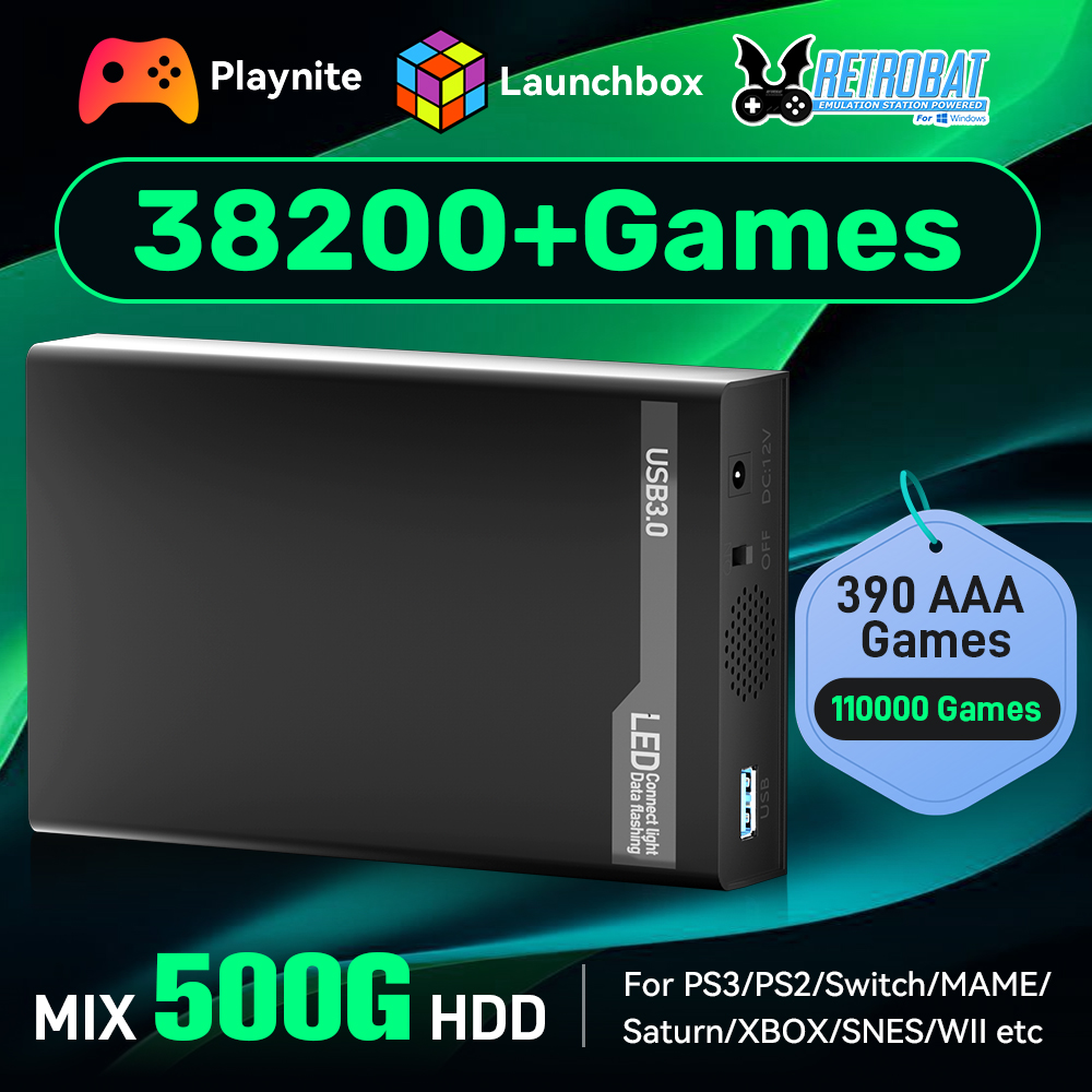 Retro Gaming Hdd - MIX500G Game Hard Drive With 38200+