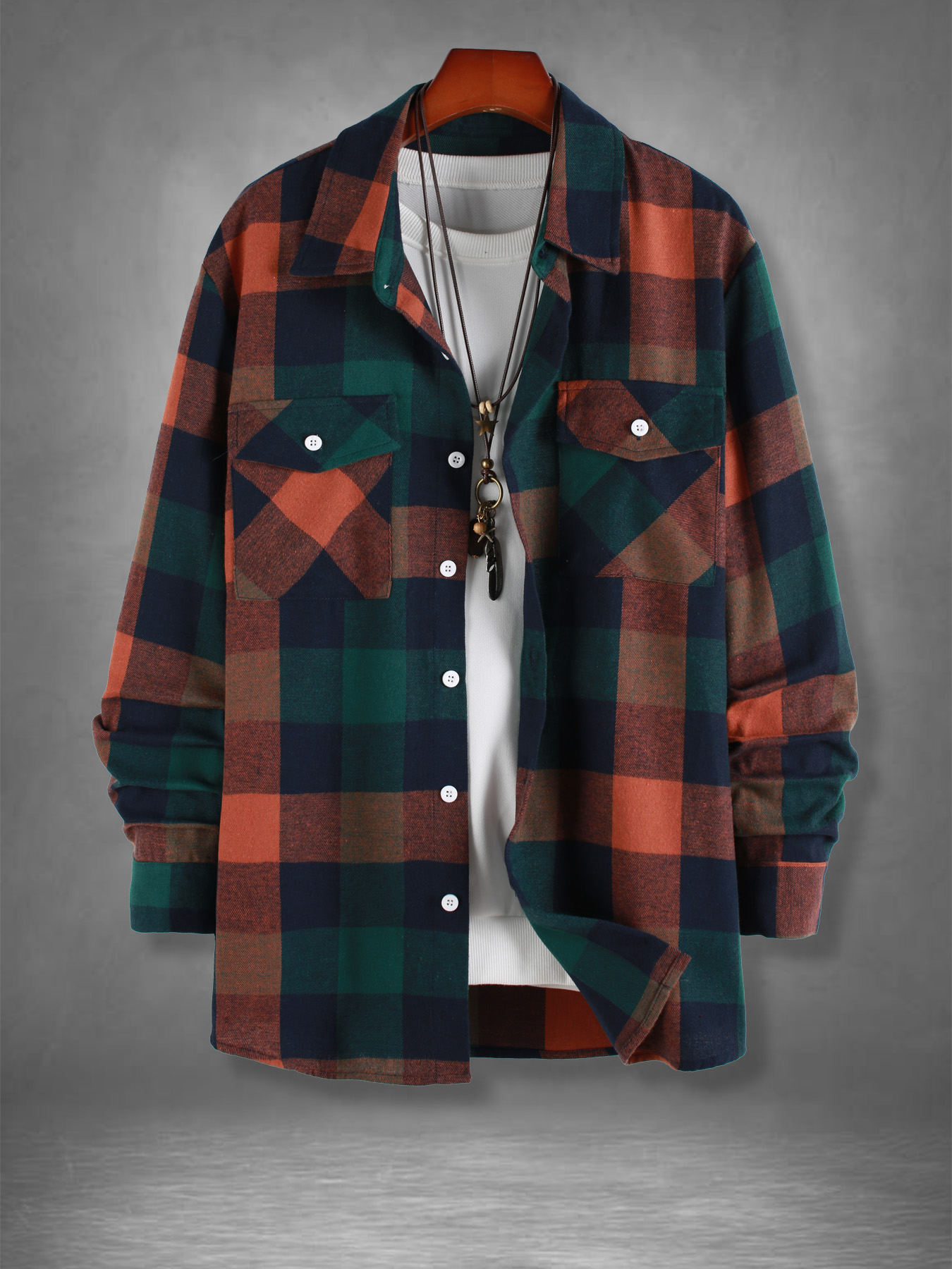 Men's Retro Orange Green Plaid - Retro Gaming Jacket reseña y precio