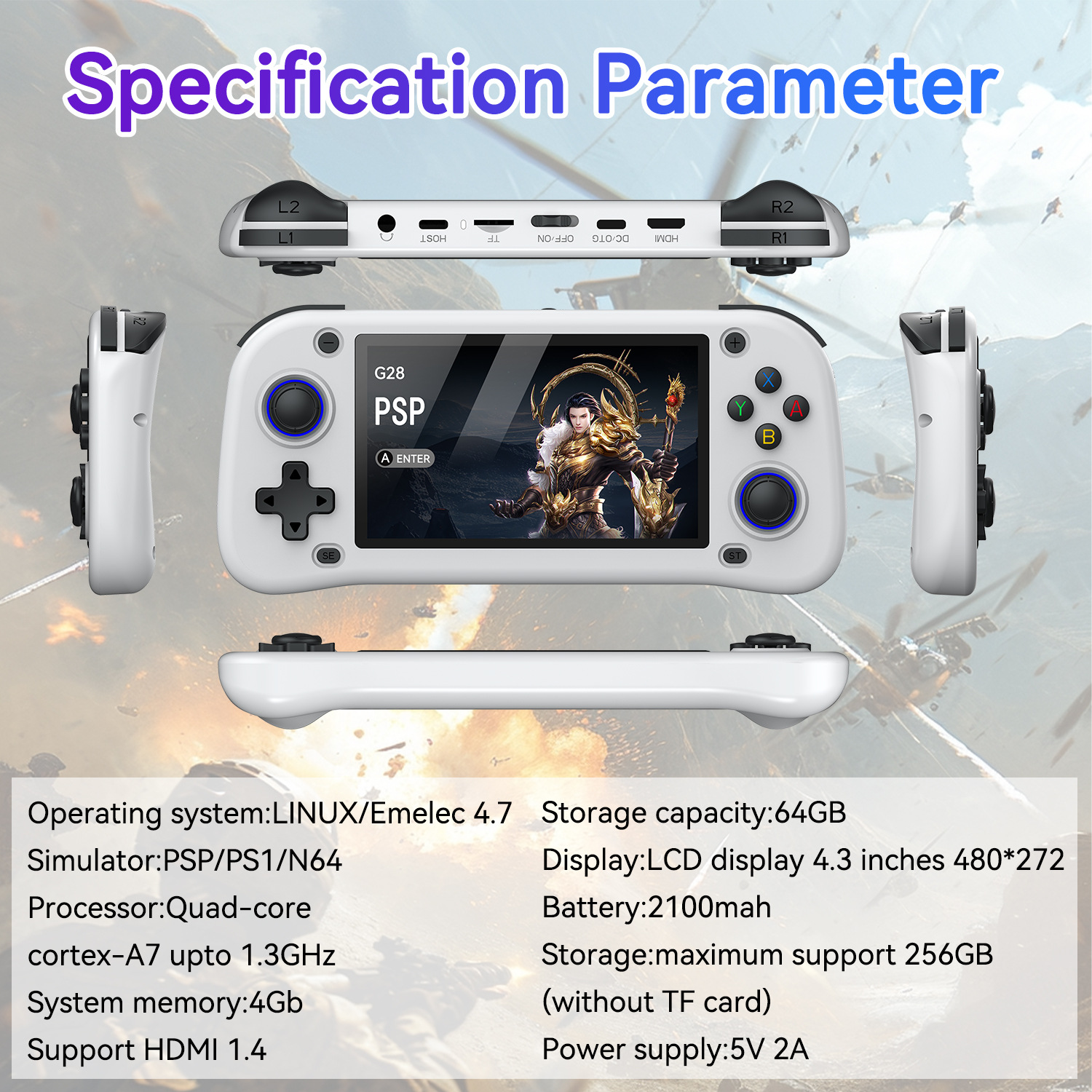 G28 game console 4.3-inch high - Retro Gaming Gameboy reseña y precio