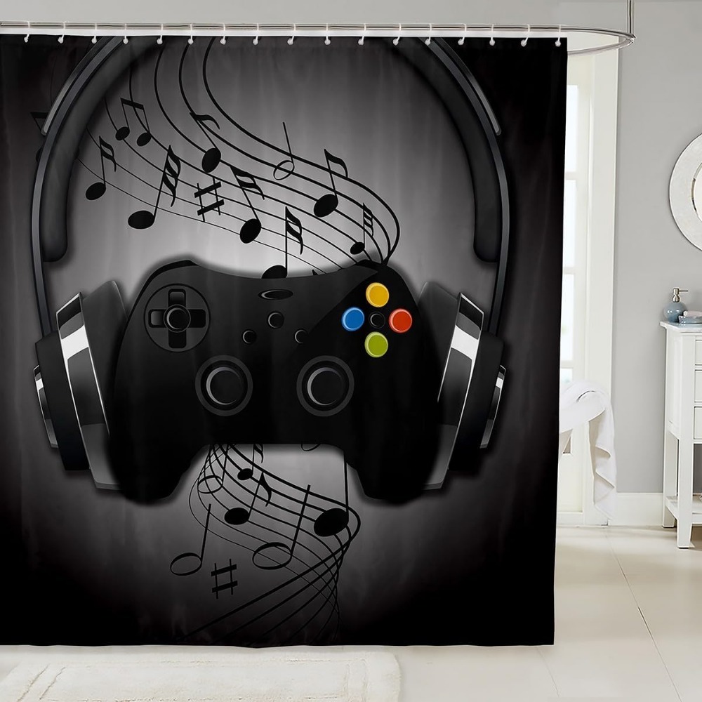 Boys Games Shower Curtain Blac - Retro Gaming Gameboy reseña y precio