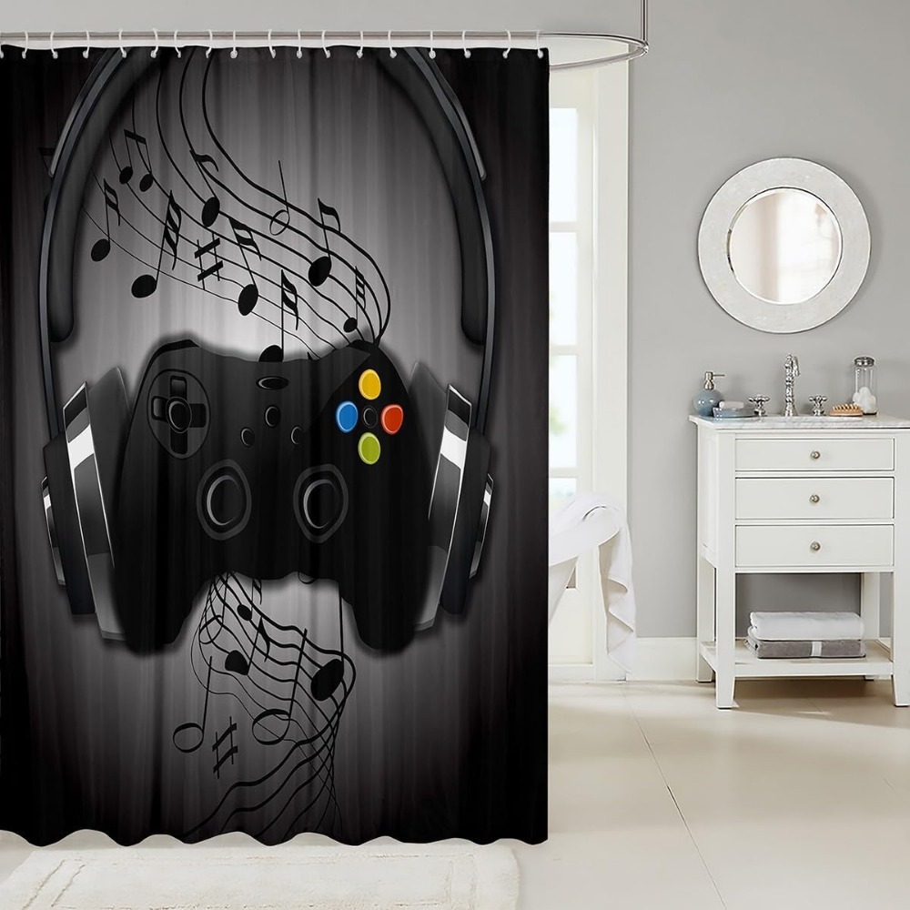 Boys Games Shower Curtain Blac - Retro Gaming Gameboy reseña y precio