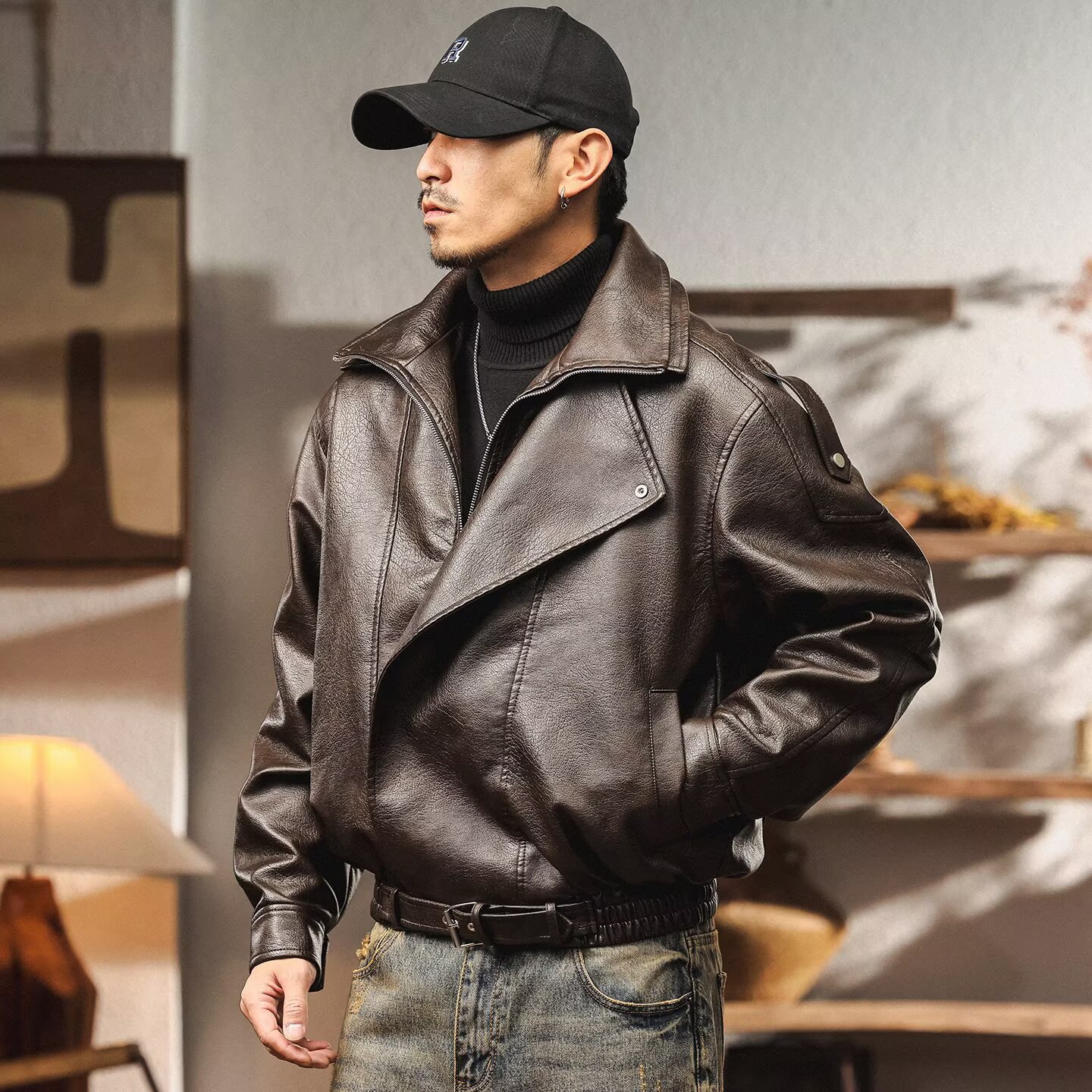 PU Leather American Retro Men' - Retro Gaming Jacket reseña y precio